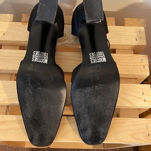 Mootsies Tootsies Halle Satin/Fabric Black Y2K Square Toe Heels Size 7.5 - Picture 9 of 11